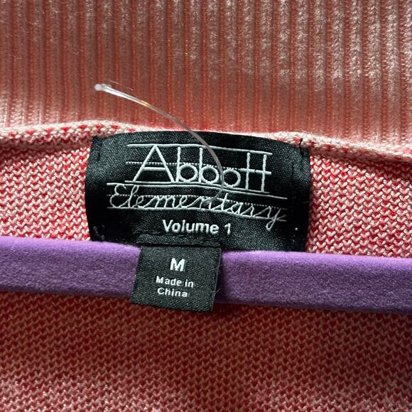 Abbott Elementary Pink Red Heart Cardigan Sweater Women’s Size M - Picture 2 of 8